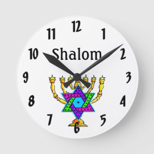 Joodse Kaarsenstandaard Shalom    Ronde Klok