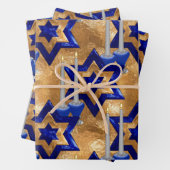 Joodse kandelaars-en-sterren-SET-3 Inpakpapier Vel (In situ)