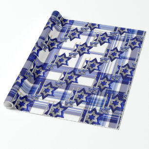 Joodse kandlesticks-and-Star-1-speldenstaart Cadeaupapier