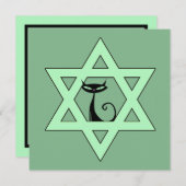 Joodse Kat Ster van David Hanukkah Kaart (Voorkant / Achterkant)