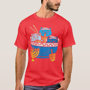 joodse katten Ramen Kitten Anime Hanukkah Pajamas T-shirt