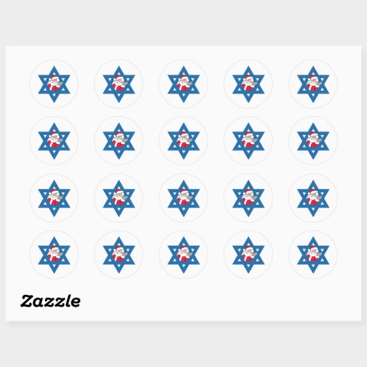 JOODSE KERSTMAN RONDE STICKER (Vel)