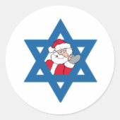 JOODSE KERSTMAN RONDE STICKER (Voorkant)