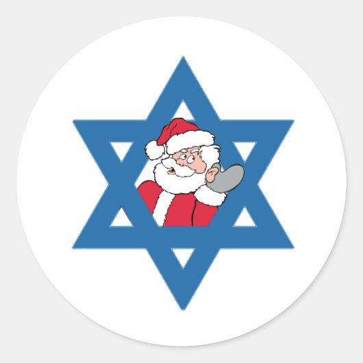 JOODSE KERSTMAN RONDE STICKER (Voorkant)