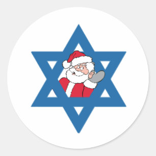 JOODSE KERSTMAN RONDE STICKER