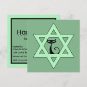 Joodse Kitty Davidster Hanukkah Kaart (Voorkant / Achterkant)