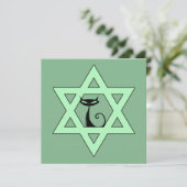 Joodse Kitty Davidster Hanukkah Kaart (Staand voorkant)