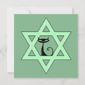 Joodse Kitty Davidster Hanukkah Kaart (Voorkant)