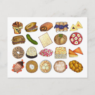 Joodse kookCuisine Holiday Dinner Foods Print Briefkaart