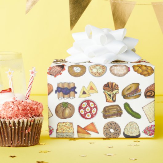 Joodse kookCuisine Holiday Dinner Foods Print Cadeaupapier (Verjaardagsfeest)