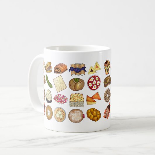 Joodse kookCuisine Holiday Dinner Foods Print Koffiemok (Voorkant links)