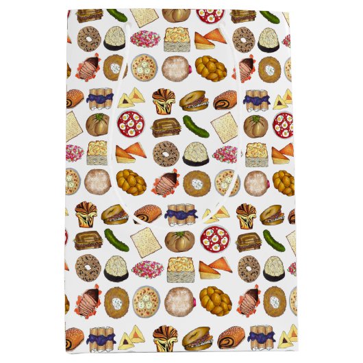 Joodse kookCuisine Holiday Dinner Foods Print Medium Cadeauzakje (Voorkant)