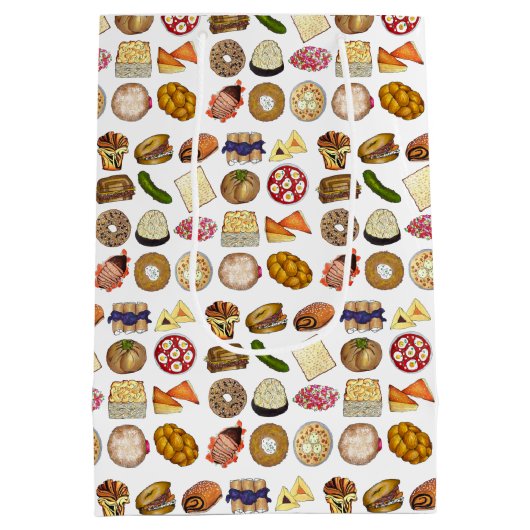 Joodse kookCuisine Holiday Dinner Foods Print Medium Cadeauzakje (Achterkant)