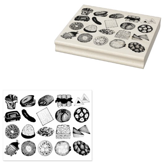 Joodse kookCuisine Holiday Dinner Foods Print Rubberstempel (Gestempeld)