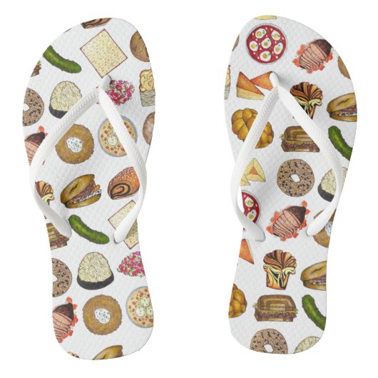 Joodse kookCuisine Holiday Dinner Foods Print Teenslippers (Voetbed)