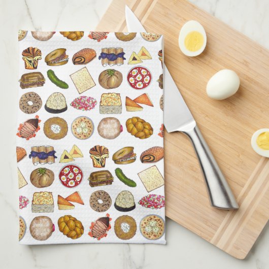 Joodse kookCuisine Holiday Dinner Foods Print Theedoek (Quarter Fold)