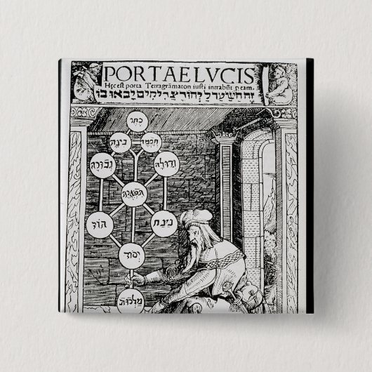 Joodse kool met een sephiroth vierkante button 5,1 cm (Voorkant)