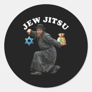 Joodse kostuum hanukkah kleding rabbijn horadans ronde sticker