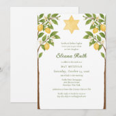 Joodse Lemon Bloemenster van David Bat Mitswa Kaart (Voorkant / Achterkant)