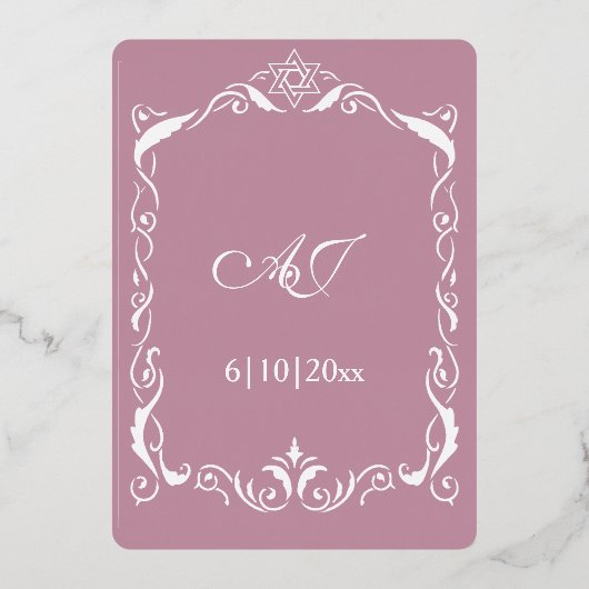 Joodse lijst bruiloft folie uitnodiging (Achterkant)