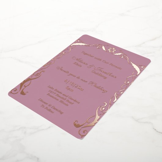 Joodse lijst bruiloft folie uitnodiging (Gedraaid)