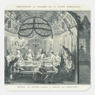 Joodse maaltijden Tijdens de feesten van de tablet Vierkante Sticker