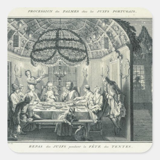 Joodse maaltijden Tijdens de feesten van de tablet Vierkante Sticker (Voorkant)