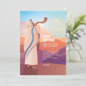 Joodse man blaast de Shofar Ramshoorn Groet Kaart (Staand voorkant)