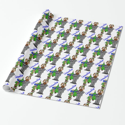 Joodse Man Elf Chrismukkah Wrapping Paper Cadeaupapier (Uitgerold)