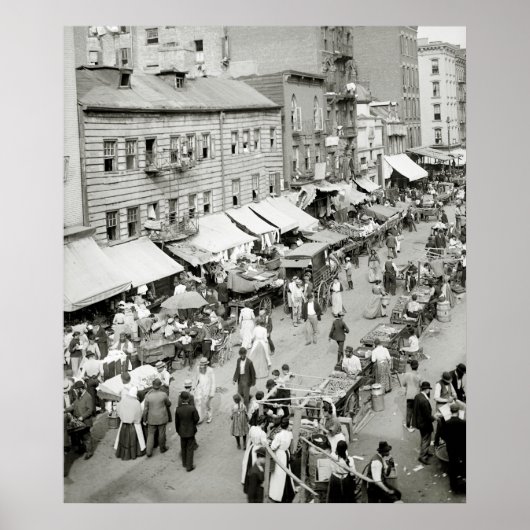 Joodse Markt, NYC 1890 Poster (Voorkant)