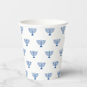 Joodse menorah blauw en wit patroon Hanukkah Papieren Bekers (Voorkant)