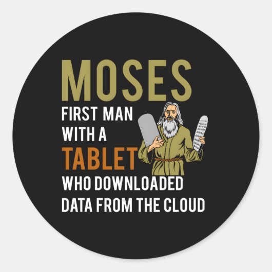 Joodse Passover Moses Tablet Data Cloud Computing Ronde Sticker (Voorkant)
