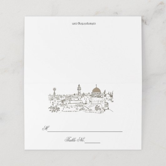 Joodse plaatskaart Jerusalem Sight Table Kaarten Plaatskaartje (Buitenkant ongevouwen)