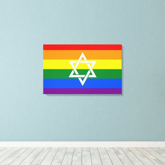 Joodse Pride Vlag Schilderen Canvas Afdruk (Insitu (Houten vloer))