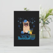 Joodse Pug Hond Menorah Hoed Chanukah Hanukkah Joo Kaart (Staand voorkant)