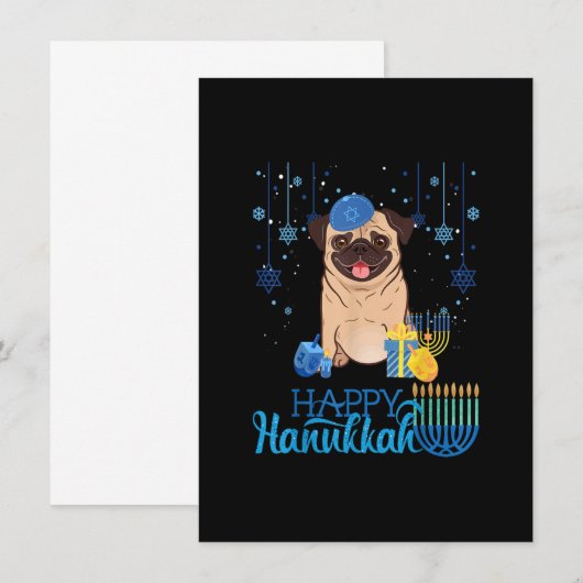 Joodse Pug Honden Menora Haan Chanukah Hanukkah Jo Kaart (Voorkant / Achterkant)