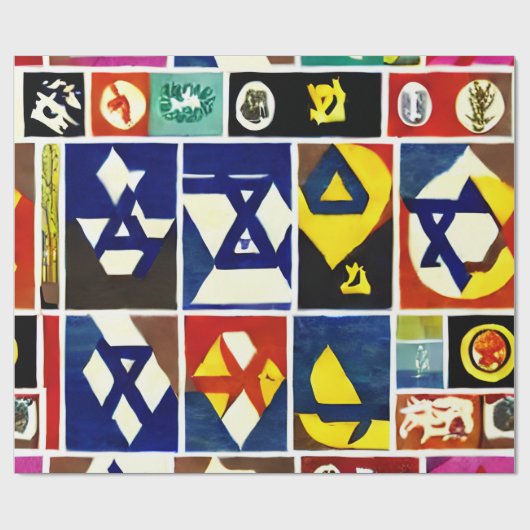 Joodse religieuze symbolen cadeaupapier (Vlak)