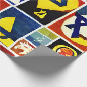 Joodse religieuze symbolen cadeaupapier (Hoek)