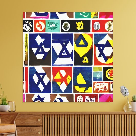 Joodse religieuze symbolen kunst aan de muur canvas afdruk (Insitu (Woonkamer))