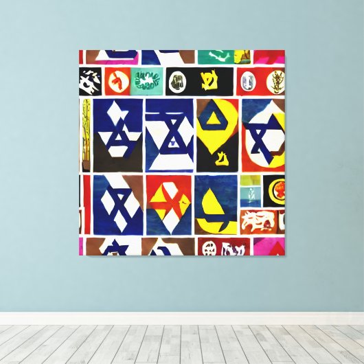 Joodse religieuze symbolen kunst aan de muur canvas afdruk (Insitu (Houten vloer))