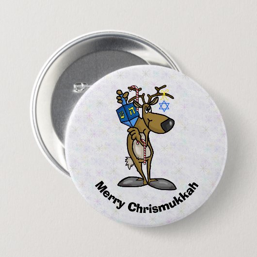 Joodse render met Dreidel Chrismukkah Button (Voorkant /achterkant)