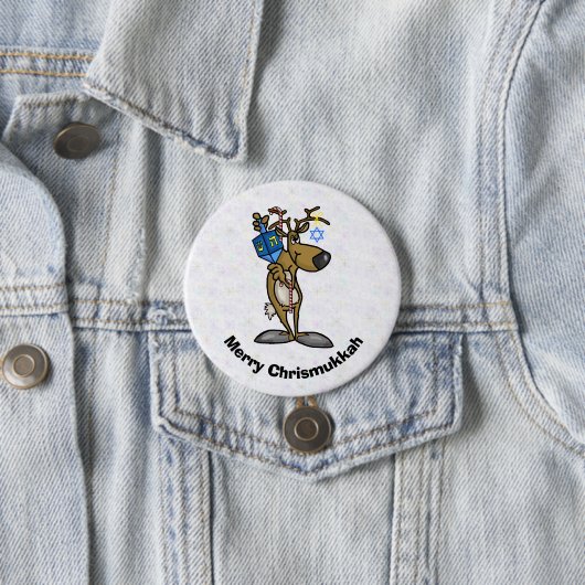 Joodse render met Dreidel Chrismukkah Button (In situ)