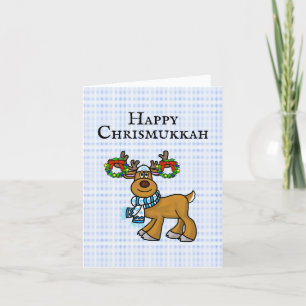 Joodse rendier met kerstkransen Chrismukkah kaart