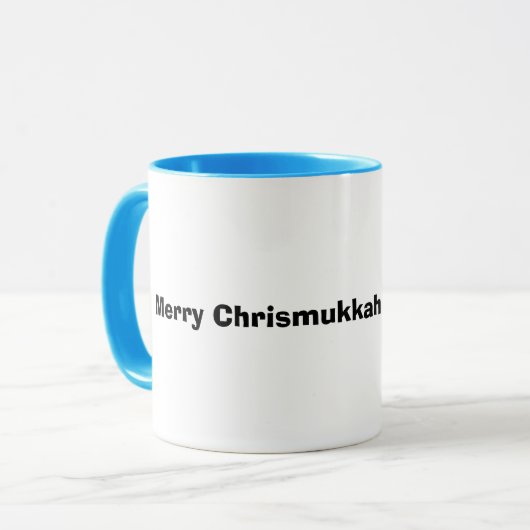 Joodse renrendier met Mok Yarmulke Chrismukkah (Voorkant links)