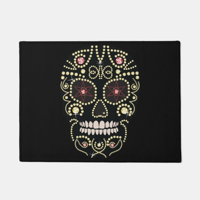 Joodse Rhinestone Skull Rug Deurmat (Voorkant)