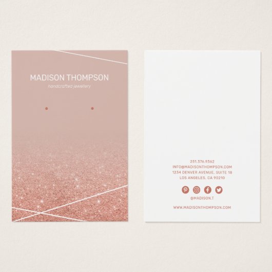 Joodse Roos Gold Glitter Earring Display Visitekaartje (Voorkant /achterkant)