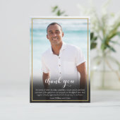 Joodse rouwfoto ster van David elegant script Bedankkaart (Staand voorkant)