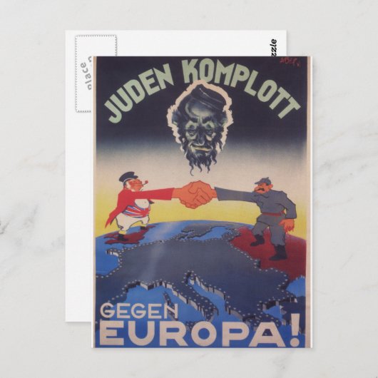 Joodse samenzwering Propaganda Poster Briefkaart (Voorkant / Achterkant)