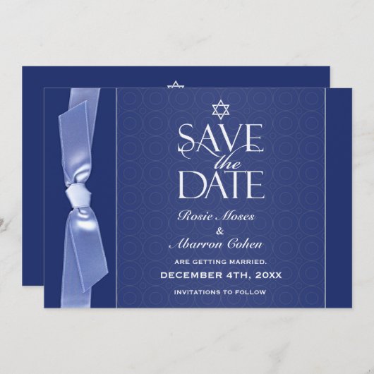 Joodse Save The Date Lint Platte Kaart (Voorkant / Achterkant)