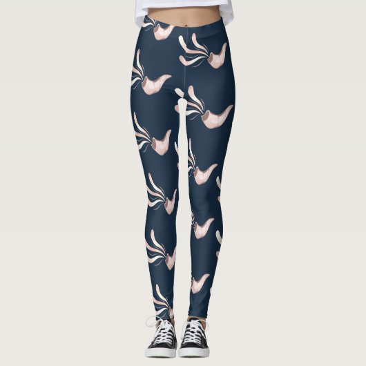 Joodse schofar illustratie roos goud leggings (Voorkant)